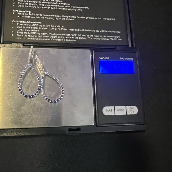 Sapphire Diamond ombre Drop Earrings in 14 K White Gold - Picture 13 of 13